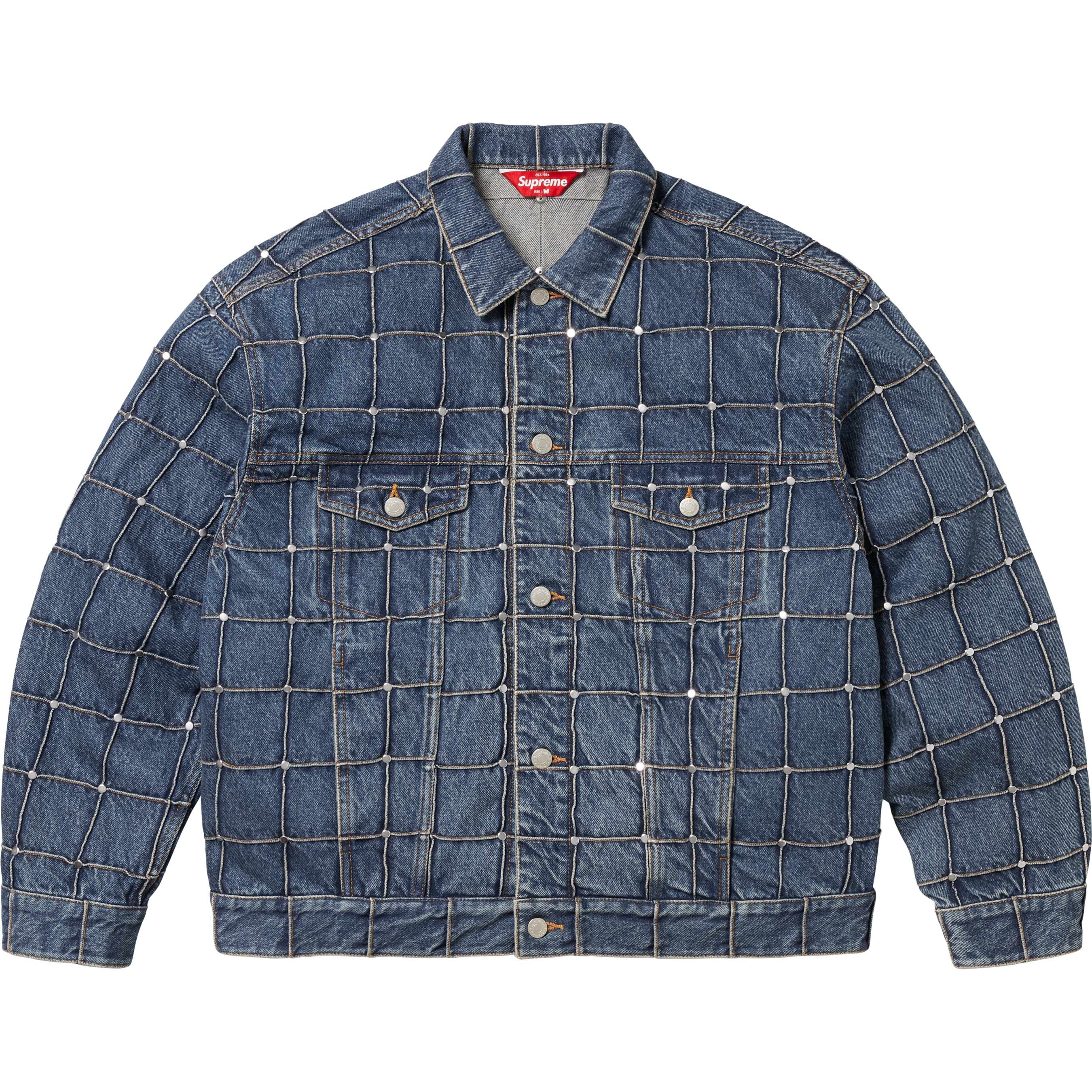Studded Seam Denim Trucker Jacket view 11